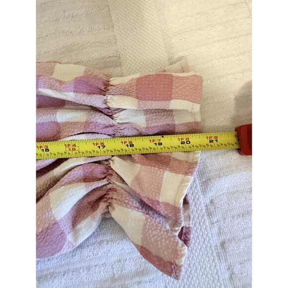 Entro Women’s Pink White Gingham Babydoll Blouse L Square Neck Ballon Sleeve - Picture 13 of 15